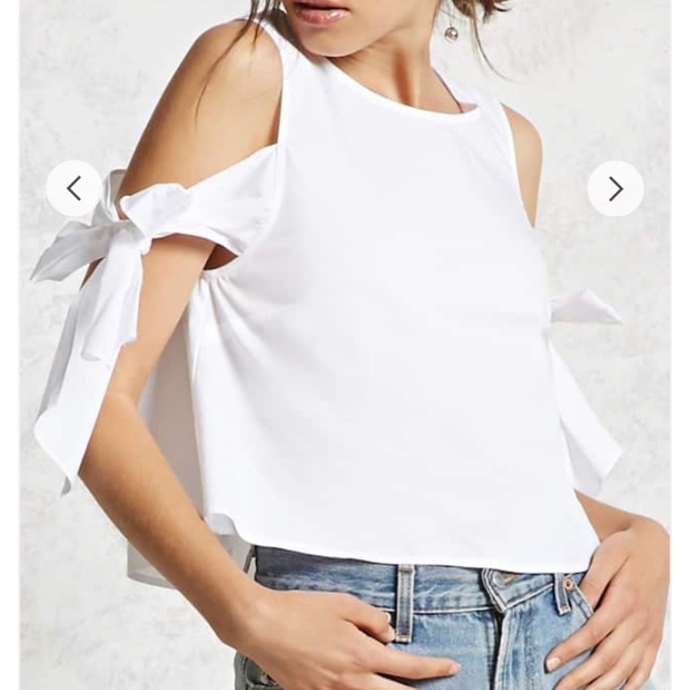 White open shoulder top